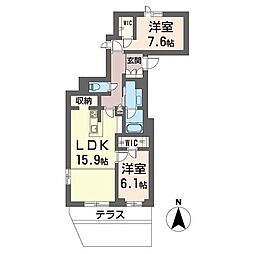 ガーデン鵠 2LDKの間取図画像