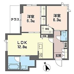 フレジェ 2LDKの間取図画像