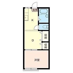 コーポ金子 1DKの間取図画像