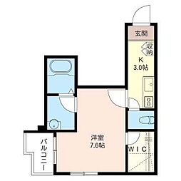 ビーンズ・h 1Kの間取図画像