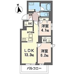 シャーメゾン アレグリア 2LDKの間取図画像