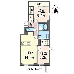 シャーメゾン アレグリア 2LDKの間取図画像