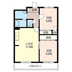 サープラスB 2LDKの間取図画像