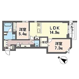 WithPlus東川口 2LDKの間取図画像