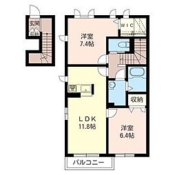 プレジール 2LDKの間取図画像