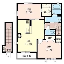 シャーメゾン坂の台 2LDKの間取図画像