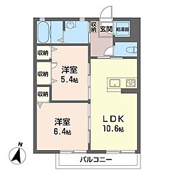 ハイツリアン 2LDKの間取図画像