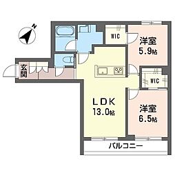 シャーメゾン坂の台 II 2LDKの間取図画像