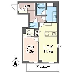 ラフィネ東川口 1LDKの間取図画像