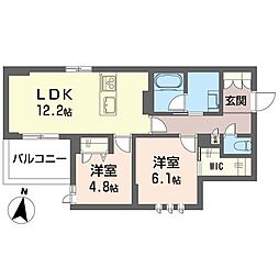 ラフィネ東川口 2LDKの間取図画像