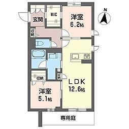 プレディーナ武蔵浦和 1階2LDKの間取り