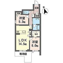 グランブルー武蔵浦和 2LDKの間取図画像