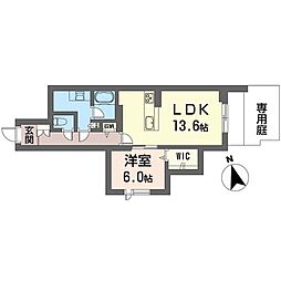 グランブルー武蔵浦和 1LDKの間取図画像