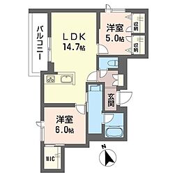 グランブルー武蔵浦和 2LDKの間取図画像