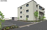 【外観パース】実際の建物と異なる場合がございます。また、絵図中の周辺環境・植栽などはイメージです。