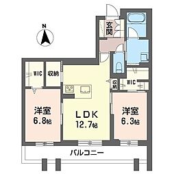 ヴィラ・ルミエール 2LDKの間取図画像