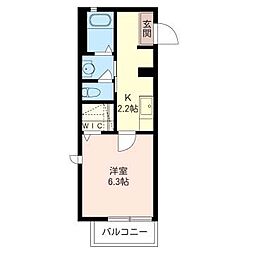 ブルーブラン2 1Kの間取図画像