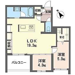 ザ ハレイア 2LDKの間取図画像