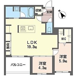 ザ ハレイア 2LDKの間取図画像