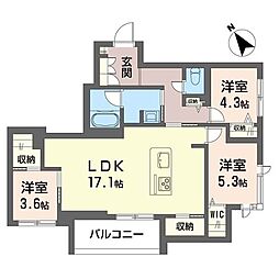 ザ ハレイア 3LDKの間取図画像