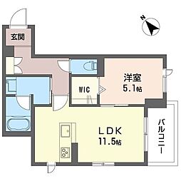 ナリッシュ1 1LDKの間取図画像