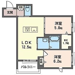 BEREO志木 2LDKの間取図画像