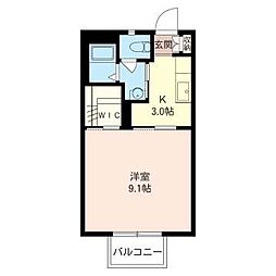 ディアス明日香A 1Kの間取図画像