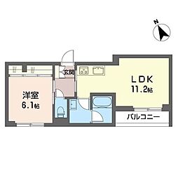 メゾンソレイユ 1LDKの間取図画像