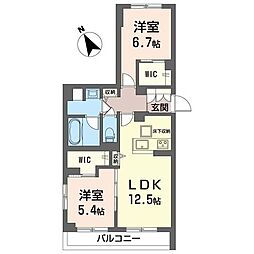 Alivio西船橋 2LDKの間取図画像