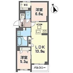 グレースコート柏 2LDKの間取図画像