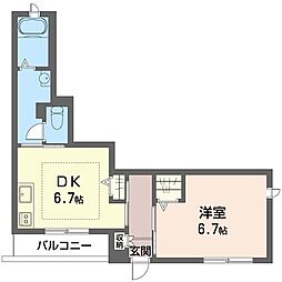 フォンテーヌ大倉山 1DKの間取図画像