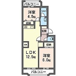 大倉山マリンコート 2LDKの間取図画像