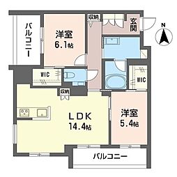 アンジュール 2LDKの間取図画像