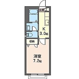 S.かとれあ 1Kの間取図画像