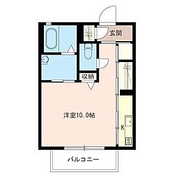 メゾンクローバーB ワンルームの間取図画像