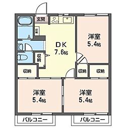 イーストキャッスル 2階3DKの間取り