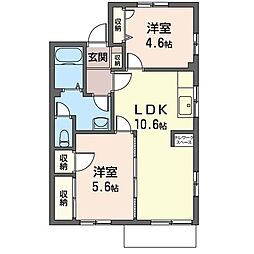 ヒルズサンシャインA 2LDKの間取図画像