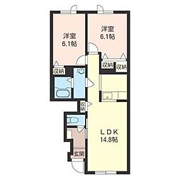 シャーメゾンディアスN・S 2LDKの間取図画像