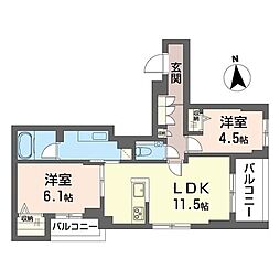 目黒ガーディアンヒルズ 2LDKの間取図画像
