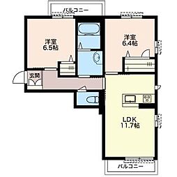 セルディーナ.M 2LDKの間取図画像