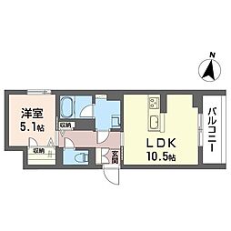 メゾンリッチ 00303 3階1LDKの間取り