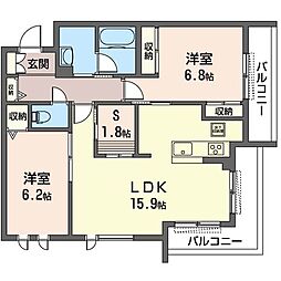 リヒトレンテ 2SLDKの間取図画像