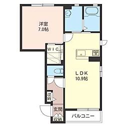 アンビシアD 1LDKの間取図画像
