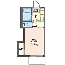 三養ハイツ 1Kの間取図画像