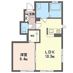 フォレステージュB 1LDKの間取図画像