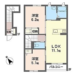 ハイツMIYATA 2LDKの間取図画像