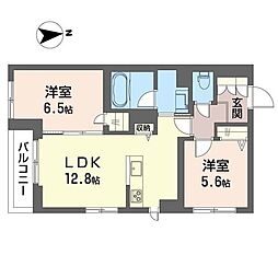 ヴォーラ三郷中央 2LDKの間取図画像
