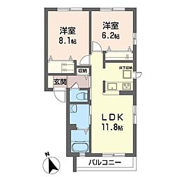 シャーメゾン・エノモト1 2LDKの間取図画像