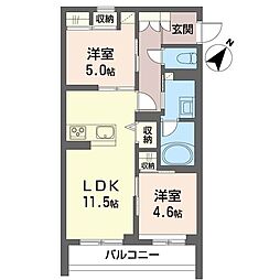 グランディール 2LDKの間取図画像