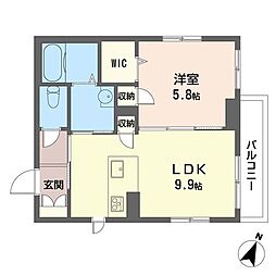 カーサクレア八潮 1LDKの間取図画像